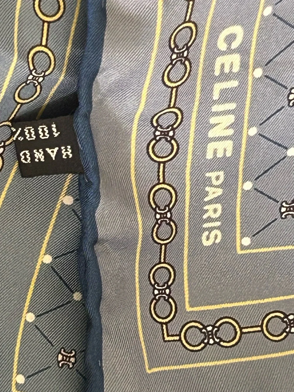 CELINE 100% Silk TRIOMPHE Scarf 18.5” EUC